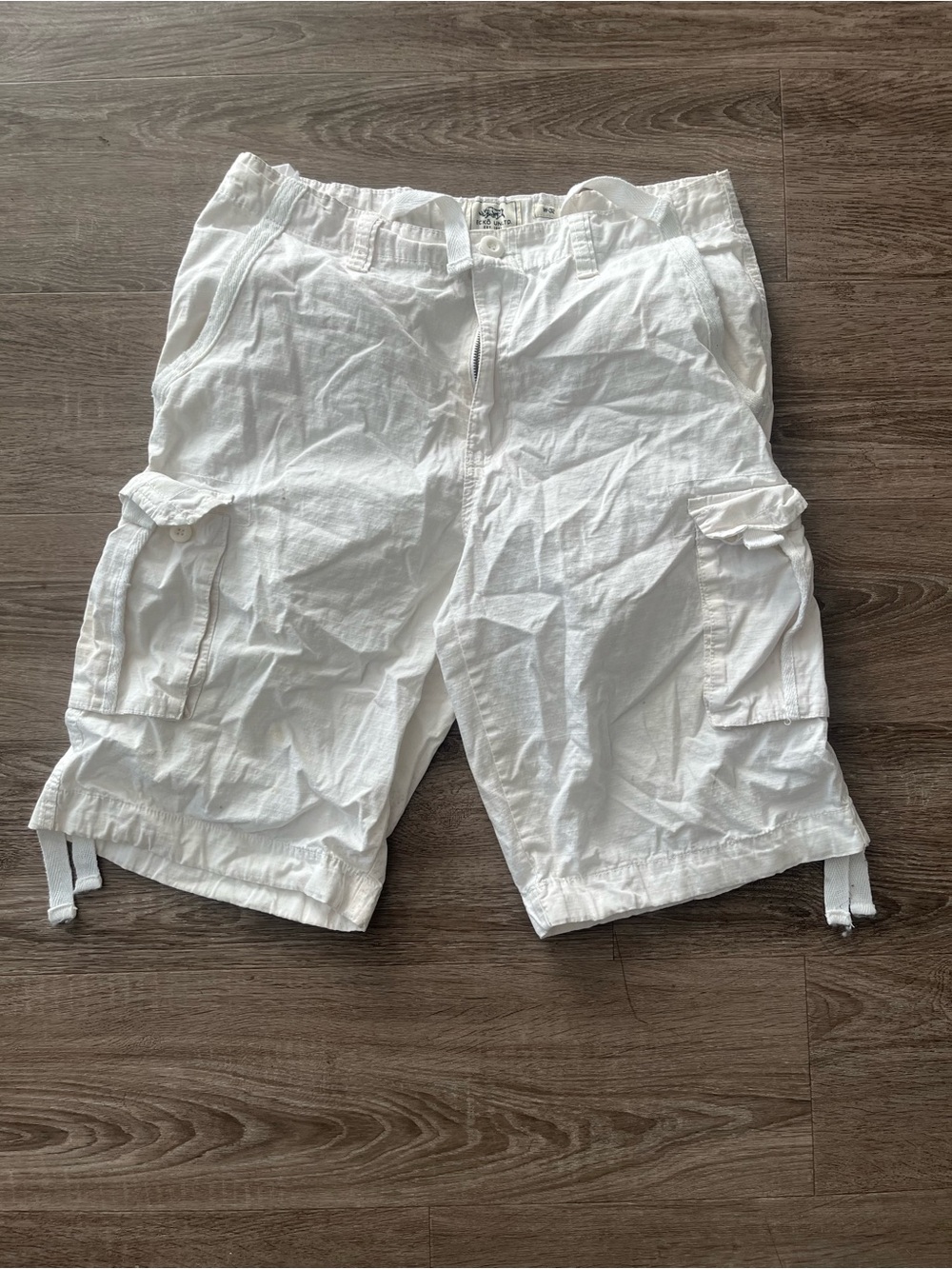 Ecko Unltd Mens 32 White Y2K Baggy Cargo Shorts Longline Hip Hop Streetwear